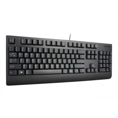 Lenovo Preferred Pro II Keyboard - Cable Connectivity - USB Interface - Hebrew - QWERTY Layout - Black - Rubber Dome Keyswitch - Desktop Computer, Workstation, Notebook - Windows